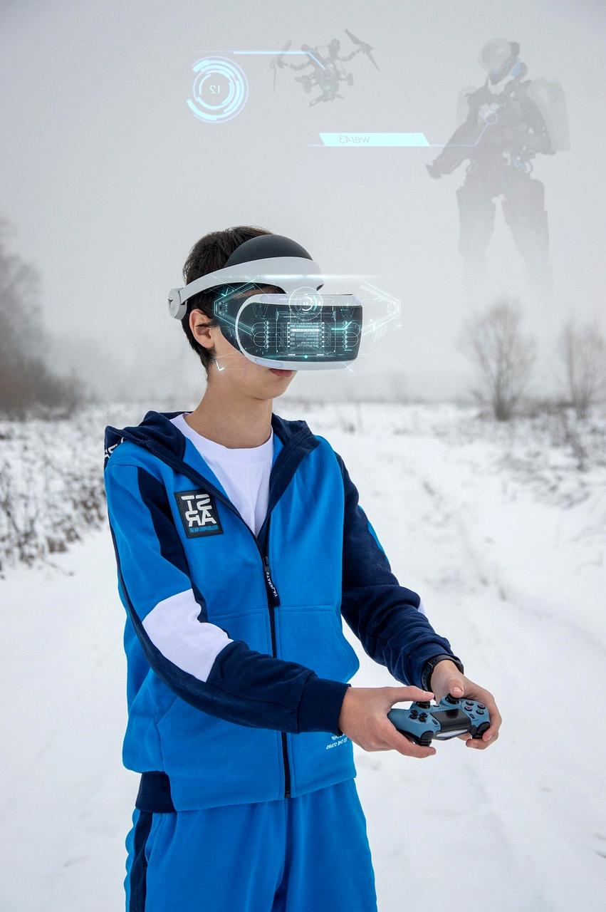 Postazione gaming VR con cuffie immersive e controller